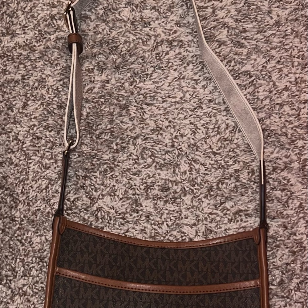 Michael Kors Dark Brown and Tan Messenger Bag - Picture 2 of 5